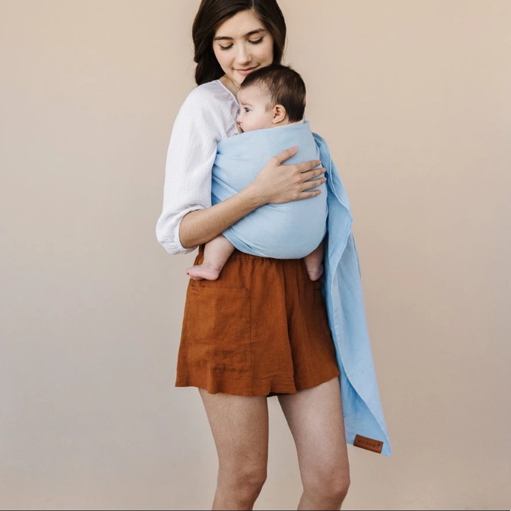 WILDBIRD sling in cornflower blue+rose gold ring